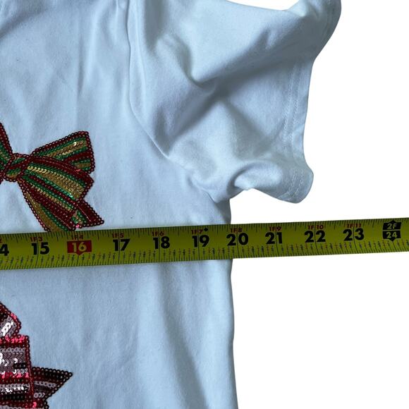 Joei and I White Ribbons Sequins T-shirt Women Size Large NWT | 19-35 - Picture 7 of 7